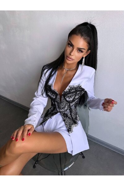 Friday Mood Women's Lace Detailed Shorts Jacket Set