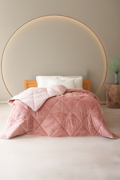 zenginhome Double Wellsoft Luxury Pink Quilt Reversible (195X215)