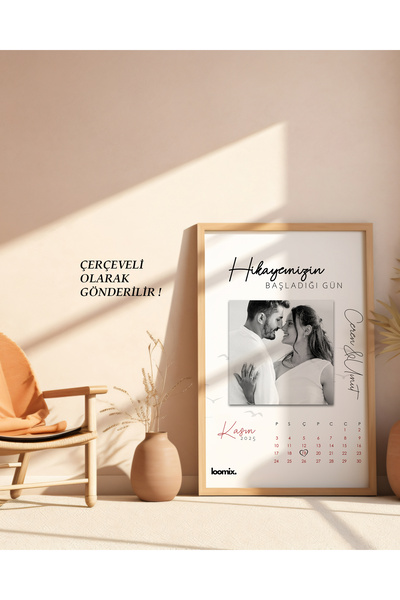 çınararthome Kişiye Özel Takvim Tablo – Ahşap Çerçeve | Siyah, Ahşap, Beyaz |...