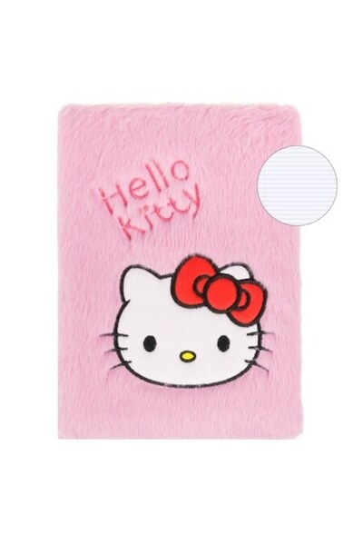 SHOPIENS Carnetel Notite A5 Hello Kitty Roz Fluffy 80 File Coperta Dura Pufoasa Pentru Fete Jurnal Scoala
