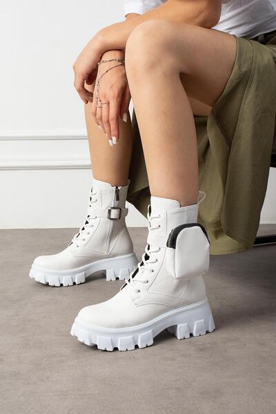 ShoeTek Lorbi Women's Boots with Bag White Leather