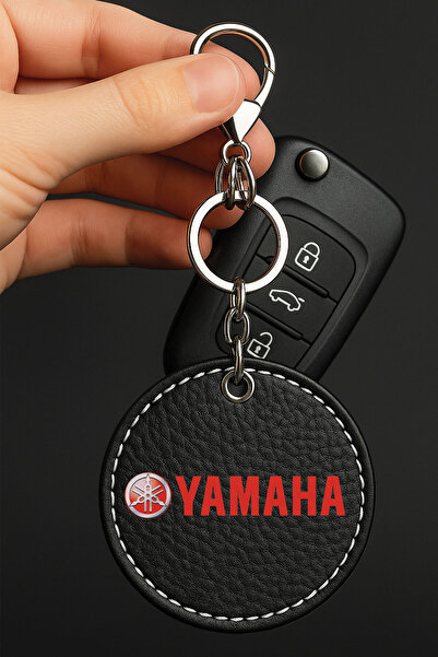 Cekuonline Unisex Vehicle / Car - Motorcycle Faux Leather Patterned Black Keychain Yamahaa