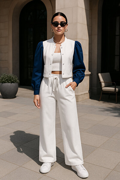 Amero KADIN BALON KOL GARNİLİ ÇITÇIT DÜĞMELİ DENİM CEKET