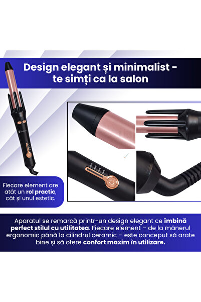 KindKare Ondulator, rotire 360, 2 directii, incalzire rapidPTC, digital, cablu rotativ, portabil, ceramic/ABS