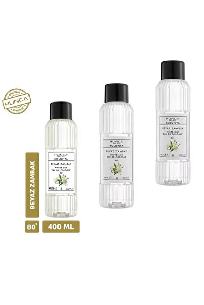 Hunca Beyaz Zambak Kolonyası 400 ml – Ferahlatıcı ve Zarif Çiçek Kokusu 3 ADET