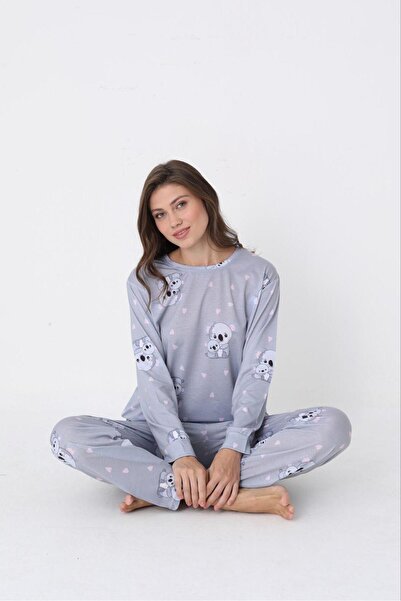 MODA Mother Baby Koala Printed Oversize Long Sleeve Cotton Women's Pajama Set
