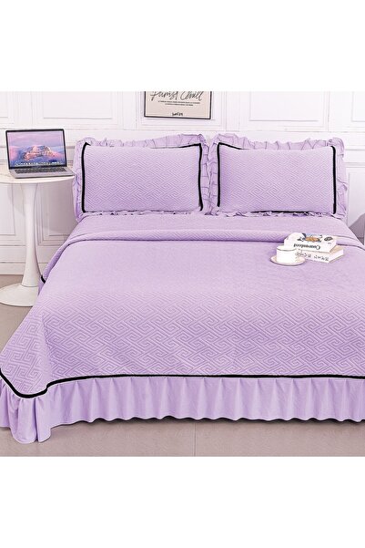 Casa de vis Online Set pilotă față-verso, Casa de Vis Online, matlasată, 3 piese, violet, 220 x 240 cm, CC-43