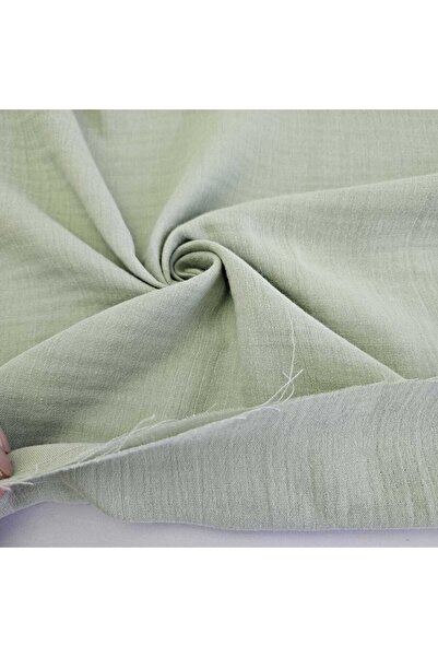 Kaf Kumaş Krinkıl Müslin | 2 Katlı Bürümcük Kumaş | Açık Yeşil