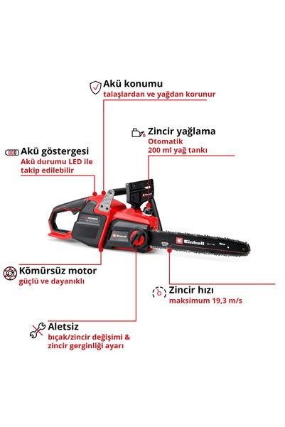 Einhell Professional Akülü Ağaç Kesme Testeresi GP-LC 36/40 Li BL-Solo | akü hariç