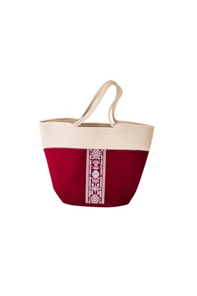 ORIAN Red and beige cotton travel bag