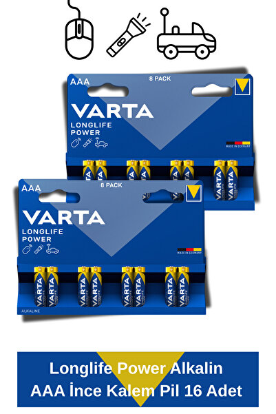 Varta Longlife Power Alkalin AAA İnce Kalem Pil 16 Adet