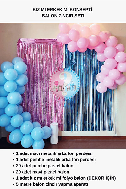 Bunloon Kız mı Erkek mi Konsepti Balon Zincir Seti