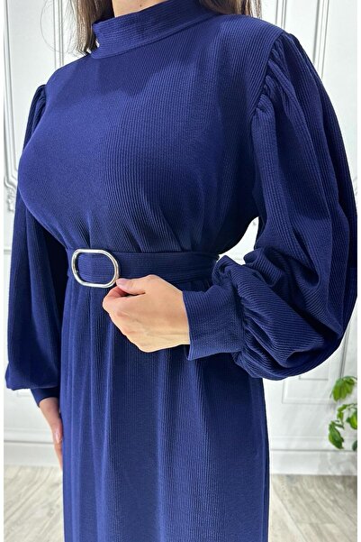 WİSHTEX WİSH - KEMERLİ BÜZGÜLÜ ÖRME ELBİSE