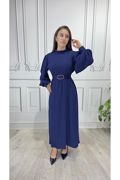 WİSHTEX WİSH - KEMERLİ BÜZGÜLÜ ÖRME ELBİSE