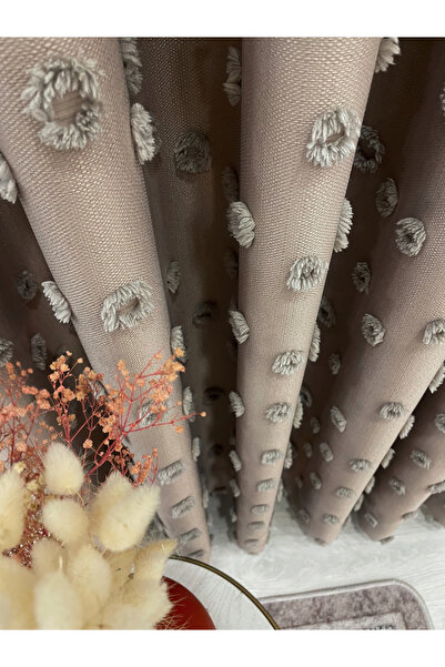 Brillant Mink Color Pompom Pufy Background Curtain 1/3 Sik Pleat