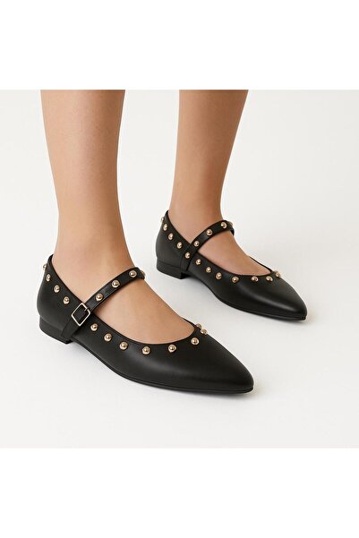 ayhnshoes Women's Babet Gold Buckle Stone Casual Flat Shoes