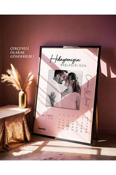 çınararthome Kişiye Özel Takvim Tablo – Ahşap Çerçeve | Siyah, Ahşap, Beyaz |...