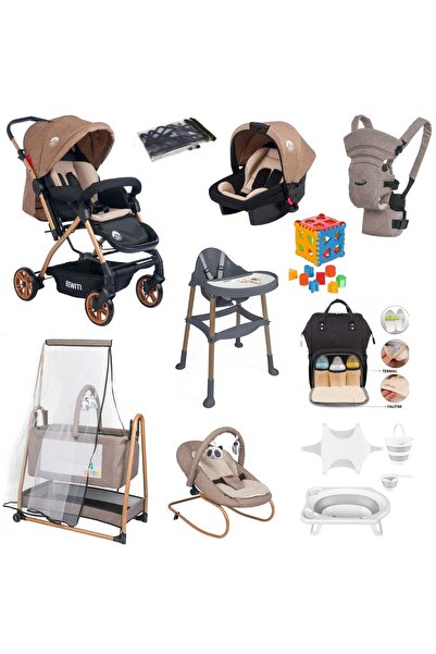 4KİDS Bebek Çeyiz Seti Bebek Arabası Puset Beşik Anakucağı Kanguru Mama Sanda...