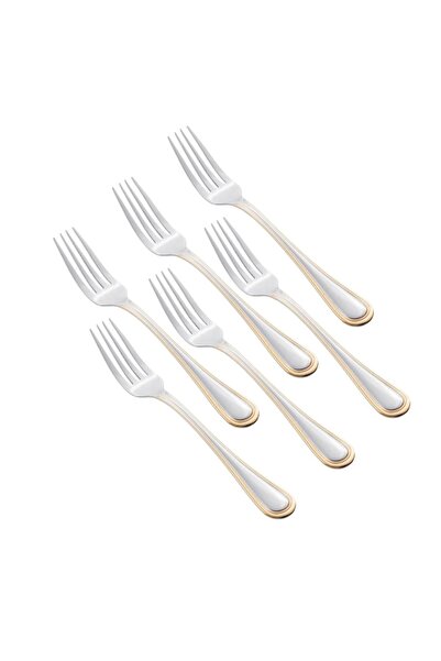 ORIAN مجموعة شوك عشاء فاخرة من 6 قطع من الفولاذ المقاوم للصدأ والذهب