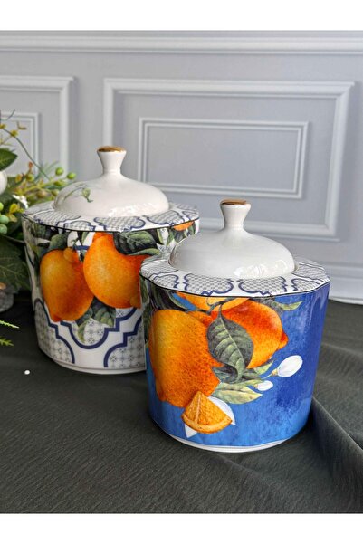 ROSSEV Lemons 2-Piece Porcelain Jar Set