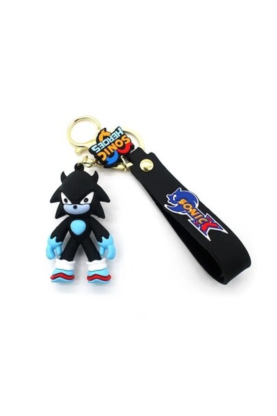 dalimag Anime Keychain with Sonic - Cute 3D Rubber Figure, Hedgehog Type, 6 cm, Black,
