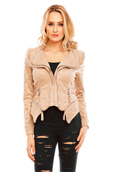 WildFashion Jacheta din imitatie piele cu multiple buzunare U604-155