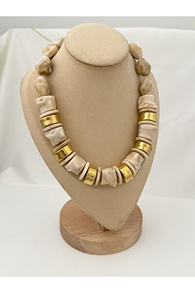 ŞekerAksesuar Gold Detay Kemik Model Kolye (49 Cm)