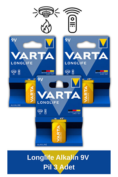 Varta Longlife Alkalin 9V Pil 3'lü Paket