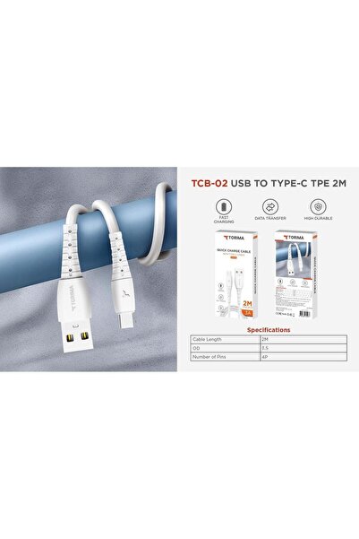 Torima Infinix Hot 30 Play NFC ile Uyumlu 2 Metre 3 Amper Usb -Type C Şarj ve...