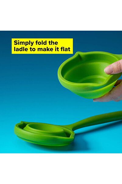 Tasty Folding ladle 678203, Two spouts, Soft handle, 33.5 cm, Silicone, Green