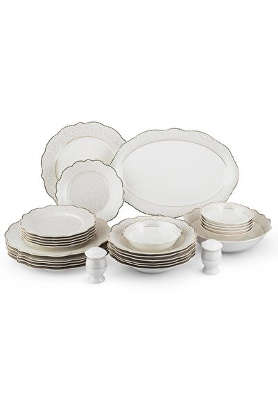 ORIAN Luxury white and gold porcelain dinner set with delicate patterns, 28 pieces, for 6 people