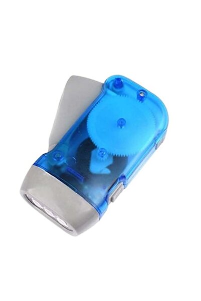 dalimag Dynamo Flashlight with Manual Charging, 3 LEDs, With Hooks, Compact 10x5 cm, Blue