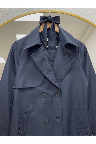 BENAHOLL Μακρύ παλτό με κορδόνια με κουμπιά Doresia-ZŞ6003 Navy Blue