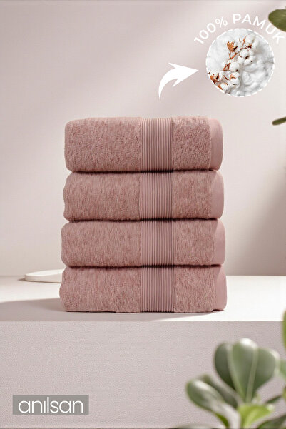 Anılsan 4-Piece Powder Dora Hand Towels - 50X80 Cm, 175 Gr, 100% Cotton, Spa and Hotel Towels, Suitable for Daily Use