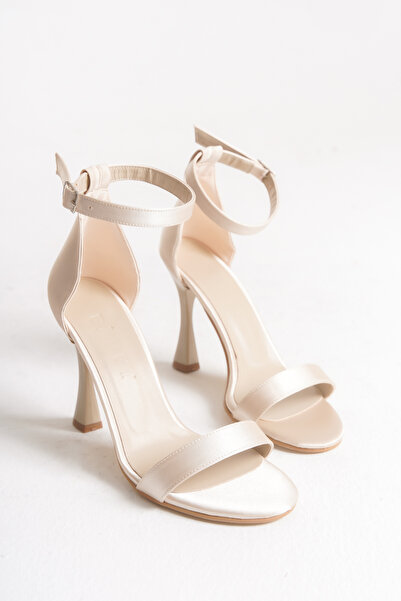 Shu Mhu Saten Tek Bant Bilekten Ayar Tokalı Kadın 10 Cm Topuklu Ayakkabı