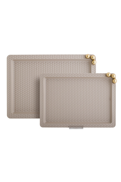 casa rosa Luxury 2-piece metal tray set, beige