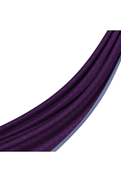 ipekevi Noble Purple Checkerboard Patterned Wool Silk Shawl