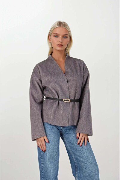 FABB Jachetă gri cu curea