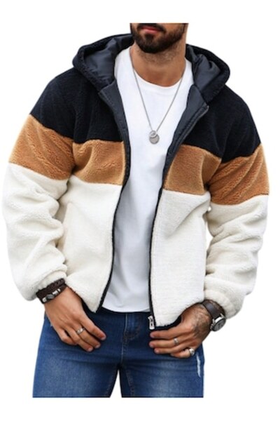 The Casius. Plus-Lined Jacket for Men, Three-Color Model, Warm, Size L, Beige multicolor