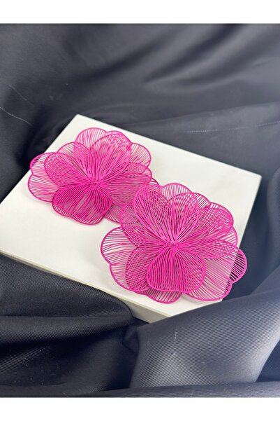 Unzilee Fuchsia Pink Flower Design Brand Model Earrings