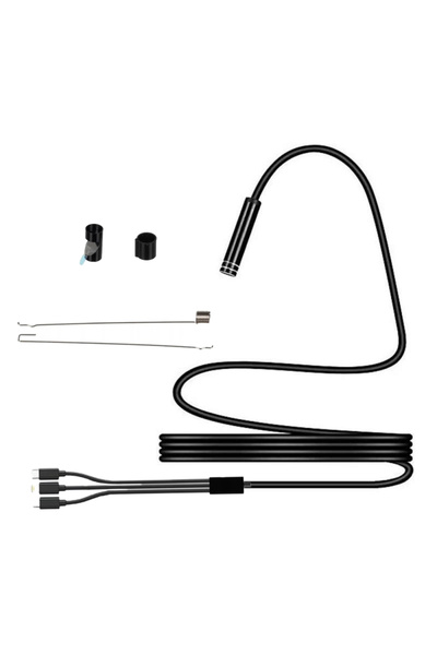 zola 6 LED endoscopic camera, 2 m, 3 heads, 3 lighting levels, IP67, microUSB, USB-C, Lightning, 1080p