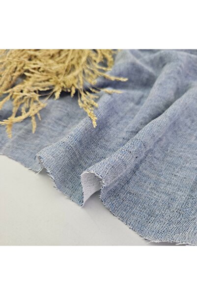 Kaf Kumaş Krinkıl Müslin | Çift Renk 2 Katlı Bürümcük Kumaş | Denim Ve Krem