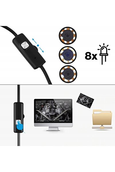 zola IP67 endoscopic camera, OTG function, side view adapter, USB, 6 LEDs, 5 m cable