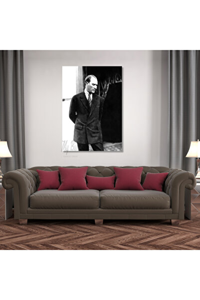 Kanvas Tablo Dijital Baskı Duvar Tablosu Siyah Beyaz Ataturk Salon Tablosu Kanvas Ev Dekorasyon