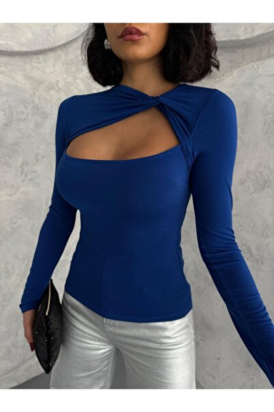 Lila Moda Women's Long Sleeve Finger-Through Cross Neck Stylish Body Blouse