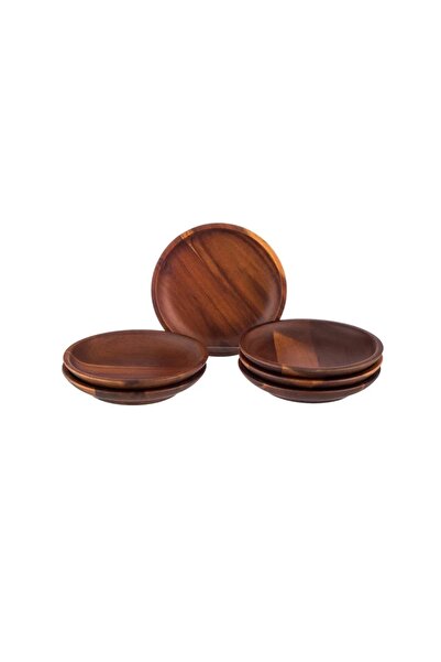 ORIAN طقم أطباق تقديم مسطحة خشبية فيتنامية، 6 قطع، 12 سم