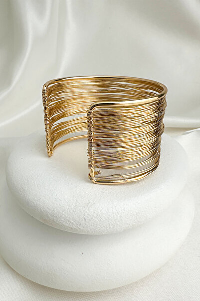 Modex Gold Color Layered Wire Bracelet (Size 4cm)