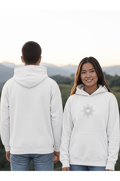 ArtYus Linii de inimă colorate cu imprimeu cu glugă Swea tricou