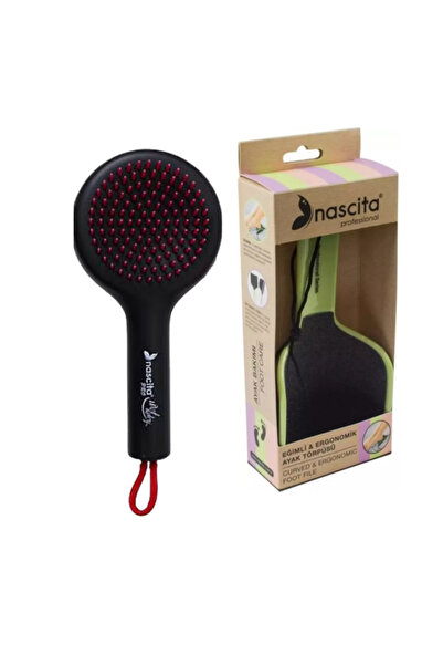nascita Aç - Kapat Saç Fırçası Siyah - 50/ Eğimli & Ergonomik Ayak Törpüsü