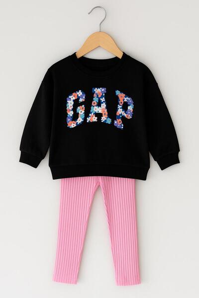 RAPAPA Girls' Set with Floral Printed Leggings 1636 Pink